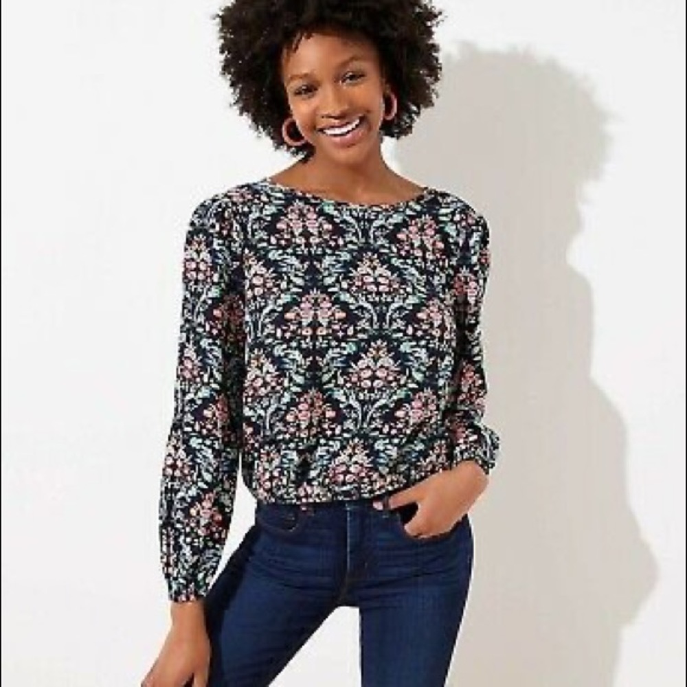 Ann Taylor Loft Floral Trellis Wrap Back‎ Top